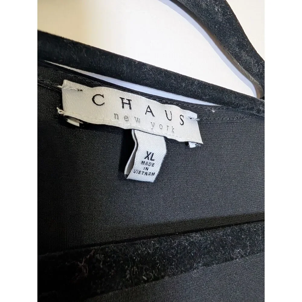 Chaus New York Faux Wrap Waist Dress XL Black 199775 Office Chic Professional - Picture 7 of 8